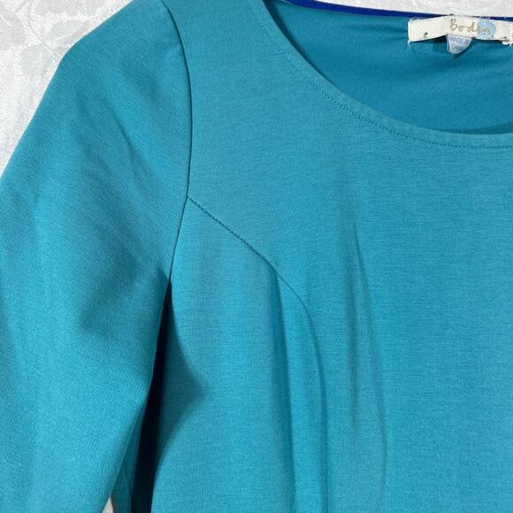 Boden Dress 6 LONG Blue Jersey Heavyweight Fit and Flare Half Sleeve Side Zip - Picture 4 of 13